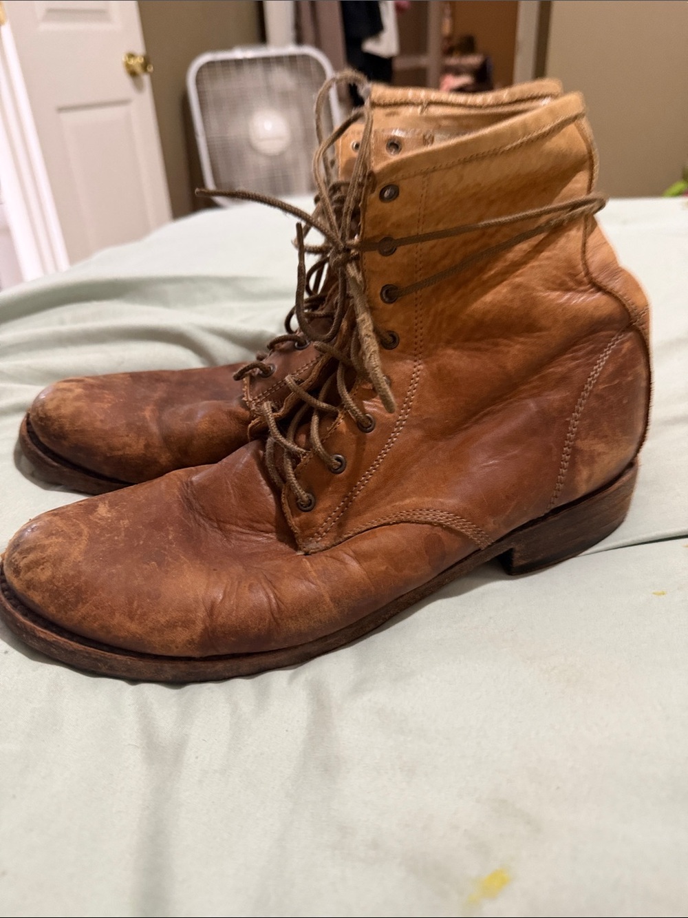 Freebird by Steven Brown Leather Lace-Up Heeled Boots